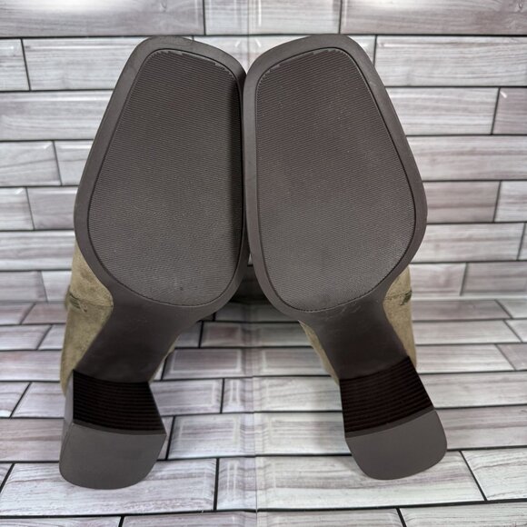 Nordstrom Rack Women's Brown Taupe Mid-Calf Side-Zip Square Toe Booties Size 10 - Picture 7 of 8